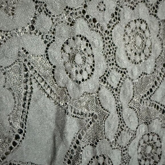 Guyueqiqin Floral Lace Mock Neck Blouse Top Women's Size Medium Black Party - Picture 3 of 8